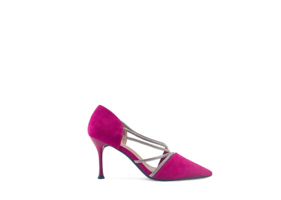 Zapato De Tacón Cerrado Brillo Efecto Ante